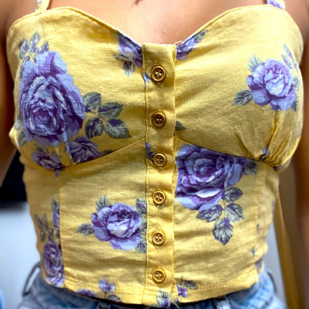 Forever 21 button up tank crop top - Picture 1 of 4